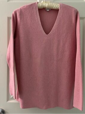 J. Jill Dusty Rose Pink Ribbed Knit Tunic Sweater Sz L  Good Condition